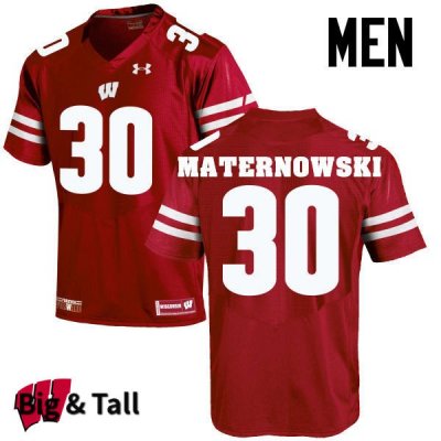 Men's Wisconsin Badgers NCAA #30 Aaron Maternowski Red Authentic Under Armour Big & Tall Stitched College Football Jersey OI31R65FA